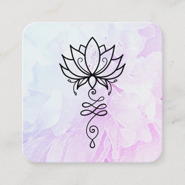 Tarjeta De Visita Cuadrada *~* Flor Geometría sagrada Nirvana Yoga Peony (Anverso)