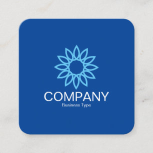 Tarjeta De Visita Cuadrada Flor geométrica 01 - Azul profundo