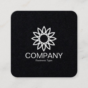 Tarjeta De Visita Cuadrada Flor geométrica 01 - Negro