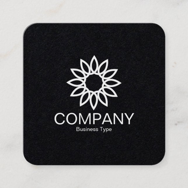Tarjeta De Visita Cuadrada Flor geométrica 01 - Negro (Anverso)