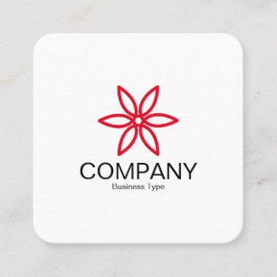 Tarjeta De Visita Cuadrada Flor geométrica 02 - Blanco
