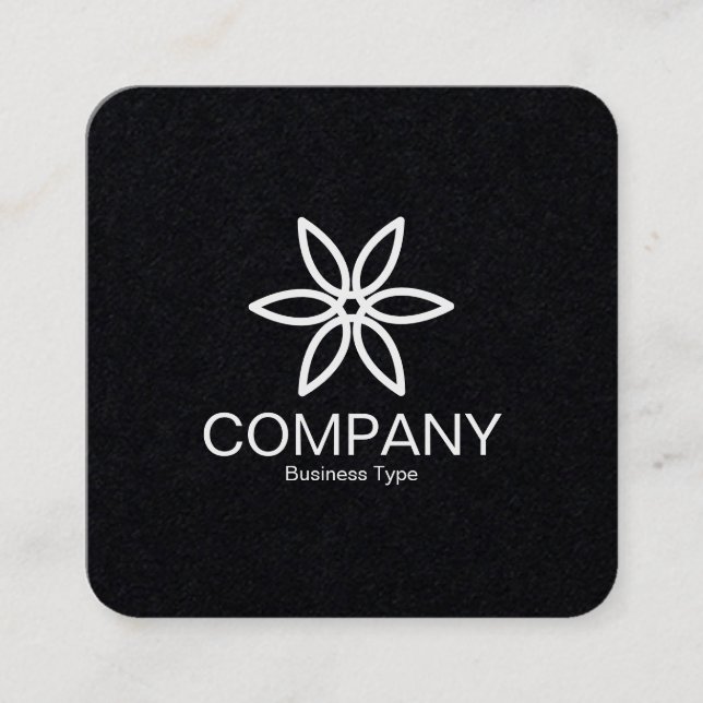 Tarjeta De Visita Cuadrada Flor geométrica 02 - Negro (Anverso)