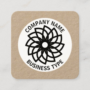 Tarjeta De Visita Cuadrada Flor geométrica 03 - kraft