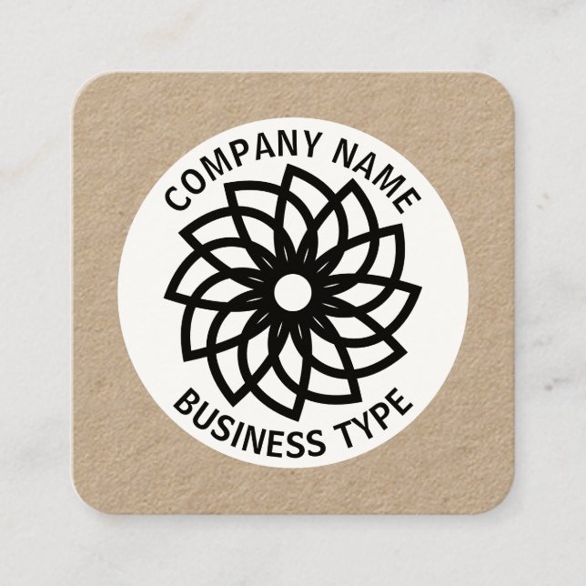 Tarjeta De Visita Cuadrada Flor geométrica 03 - kraft (Anverso)