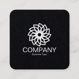Tarjeta De Visita Cuadrada Flor geométrica 03 - Negro