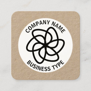 Tarjeta De Visita Cuadrada Flor geométrica 04 - kraft