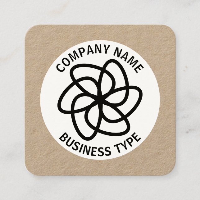 Tarjeta De Visita Cuadrada Flor geométrica 04 - kraft (Anverso)