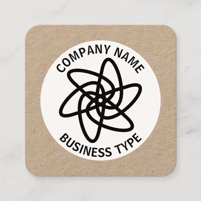 Tarjeta De Visita Cuadrada Flor geométrica 05 - kraft (Anverso)