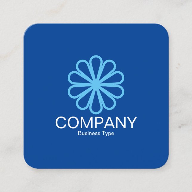 Tarjeta De Visita Cuadrada Flor geométrica 07 - Azul profundo (Anverso)