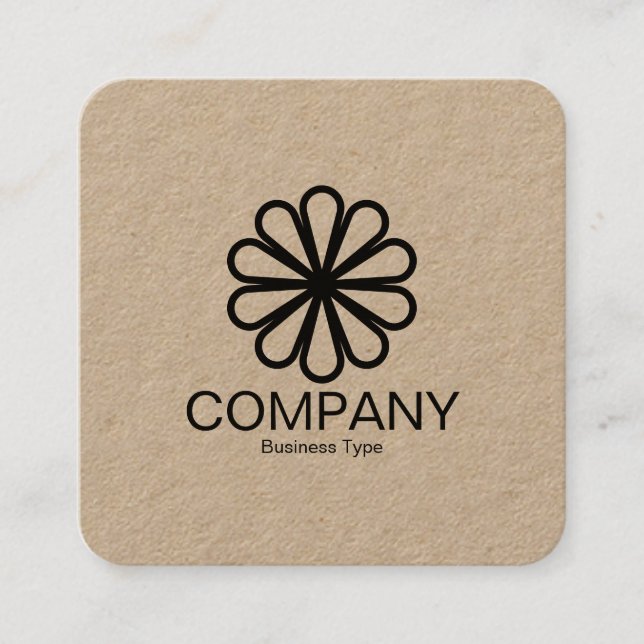 Tarjeta De Visita Cuadrada Flor geométrica 07 - Kraft (Anverso)