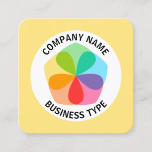 Tarjeta De Visita Cuadrada Flor geométrica - amarillo pálido #FFE67F