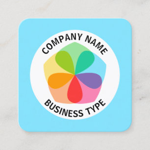 Tarjeta De Visita Cuadrada Flor geométrica - Azul pálido #7FE6FF