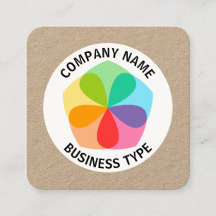 Tarjeta De Visita Cuadrada Flor geométrica - Kraft