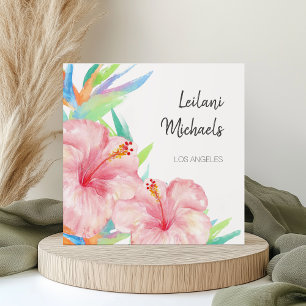 Tarjeta De Visita Cuadrada Flor hawaiana tropical hibiscus