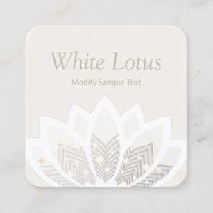 Tarjeta De Visita Cuadrada Flor Lotus blanca y caprichosa