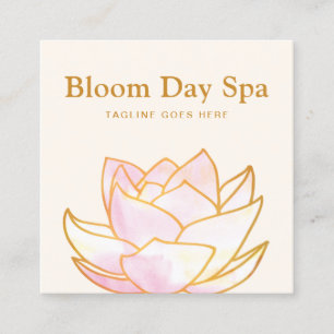 Tarjeta De Visita Cuadrada Flor Lotus de color rosa artificial