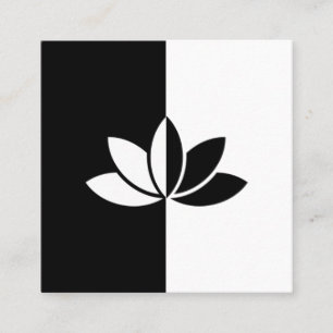 Tarjeta De Visita Cuadrada Flor Lotus en blanco y negro