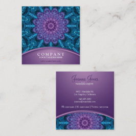 Tarjeta De Visita Cuadrada Flor púrpura espiritual, mar del azul