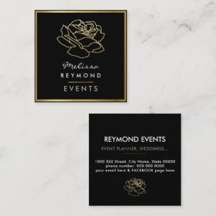 Tarjeta De Visita Cuadrada Flor Rosa delineada, eventos florales