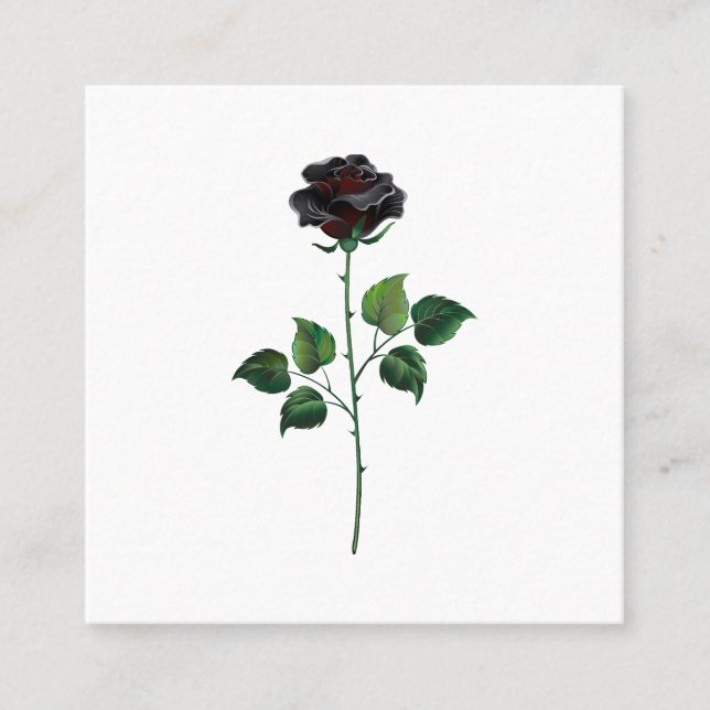 Tarjeta De Visita Cuadrada Flor rosa negra (Anverso)