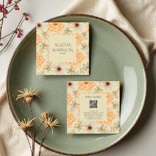 Tarjeta De Visita Cuadrada Flor verde suave amarillo