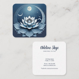 Tarjeta De Visita Cuadrada Flor y luna de Lotus