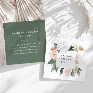 Tarjeta De Visita Cuadrada Flora acuarela de Boho Blooms