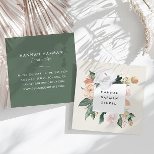 Tarjeta De Visita Cuadrada Flora acuarela de Boho Blooms