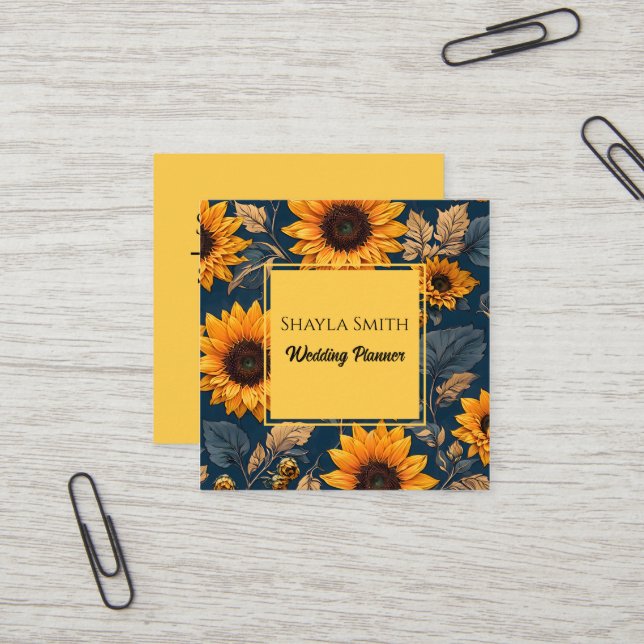 Tarjeta De Visita Cuadrada Floral (Anverso/Reverso In Situ)