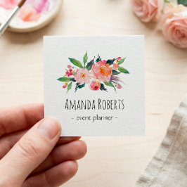 Tarjeta De Visita Cuadrada Floral acuática moderna y elegante personalizada