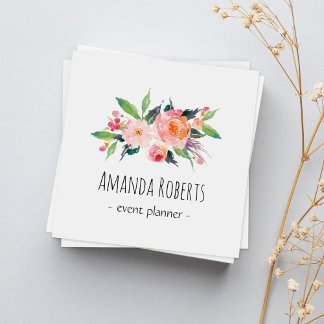 Tarjeta De Visita Cuadrada Floral acuática moderna y elegante personalizada