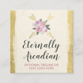 Tarjeta De Visita Cuadrada Floral bohemiana ruidosa arroja oro social