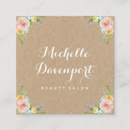 Tarjeta de visita cuadrada floral de Kraft