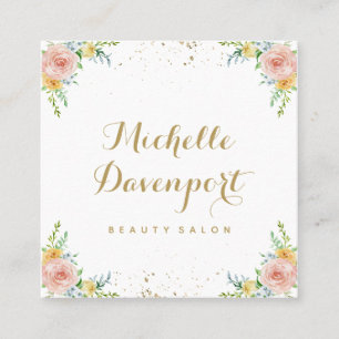 Tarjeta de visita cuadrada floral de la acuarela