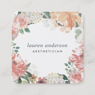 Tarjeta De Visita Cuadrada Floral de verano medio