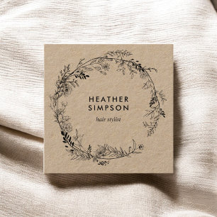 Tarjeta De Visita Cuadrada Floral Elegant Girly Kraft