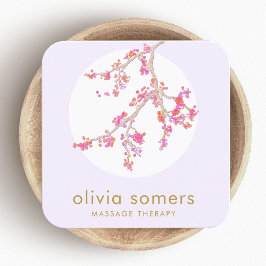 Tarjeta De Visita Cuadrada Floral Femenina Floral Pink Cherry Blossom