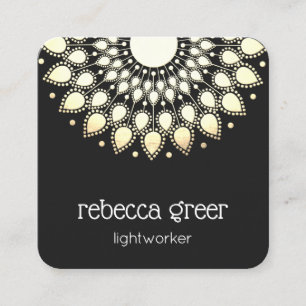 Tarjeta De Visita Cuadrada Floral Lotus Mandala Energy Healer