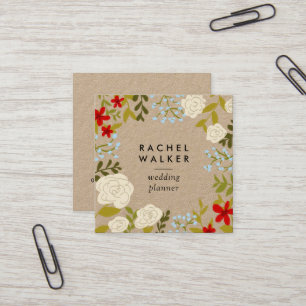 Tarjeta de visita cuadrada floral moderna del