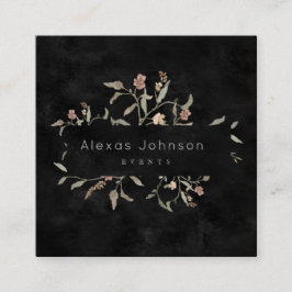 Tarjeta De Visita Cuadrada Floral otoñal oscuro moro negro ruso