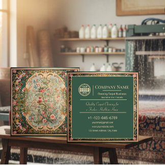 Tarjeta De Visita Cuadrada Floral Traditional Oriental Carpet Cleaning 