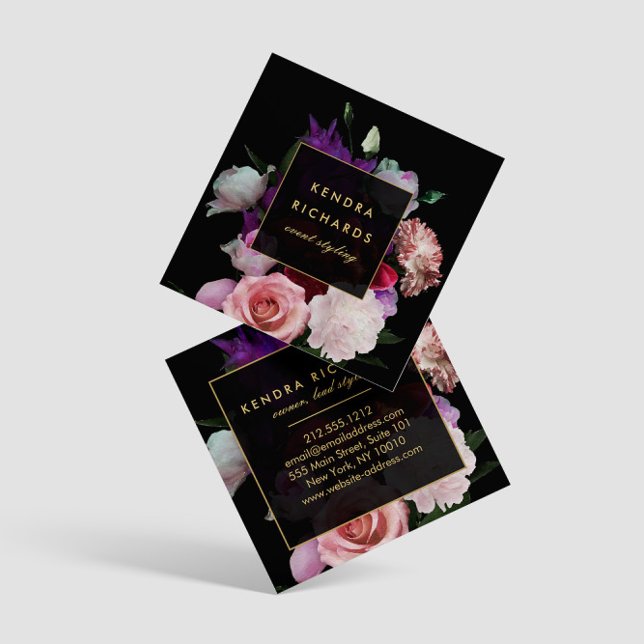 Tarjeta De Visita Cuadrada Florales oscuros románticos (Subido por el creador)