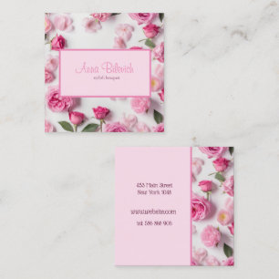 Tarjeta De Visita Cuadrada florecimiento de rosas de primavera rosada