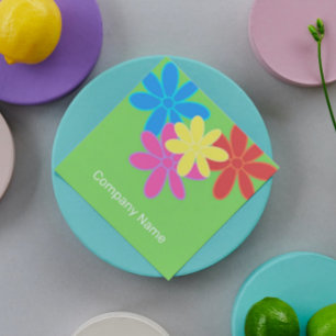 TARJETA DE VISITA CUADRADA FLORES ABSTRACTOS MODERNOS Y MODERNOS AZUL ROSA