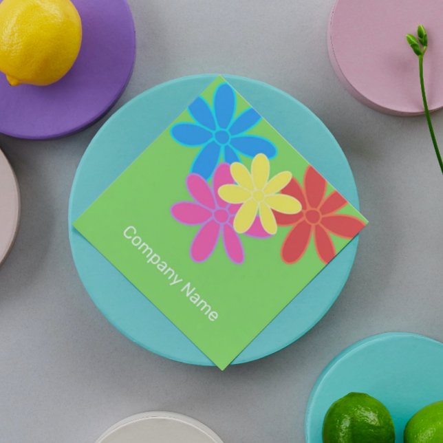 TARJETA DE VISITA CUADRADA FLORES ABSTRACTOS MODERNOS Y MODERNOS AZUL ROSA (Subido por el creador)