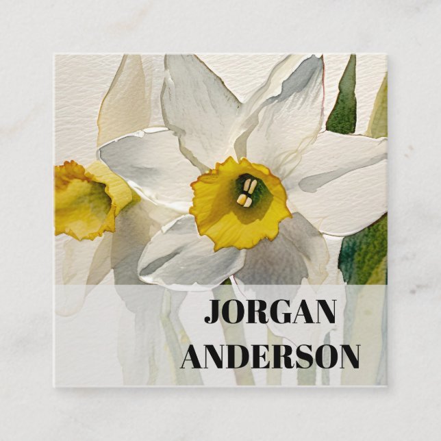 Tarjeta De Visita Cuadrada Flores Acuarela de Iris Modernas (Anverso)