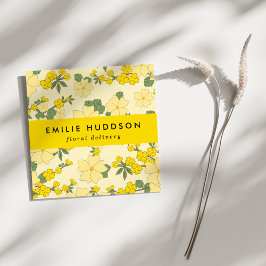 Tarjeta De Visita Cuadrada Flores amarillas, flores, floristería, flor