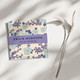 Tarjeta De Visita Cuadrada Flores azules, flores moradas, florística, flor