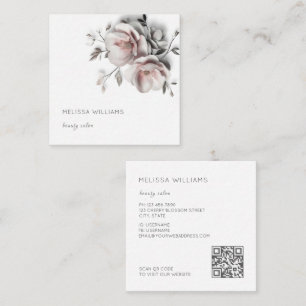 Tarjeta De Visita Cuadrada Flores blancas 3D simples