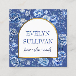 Tarjeta De Visita Cuadrada Flores chinoiserie elegantes